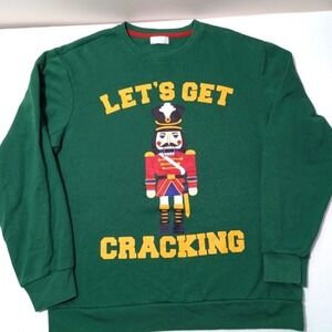 Nutcracker Holiday Crew Neck Sweatershirt Size XL‎ Let's Get Cracking Green